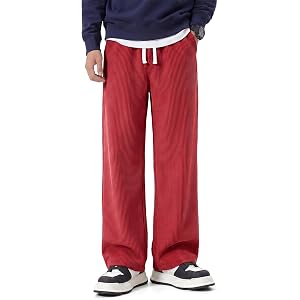Haloumoning Boys Corduroy Pants Elastic Waist Wide Leg Bottoms with Pockets | Kids Youth Cord Pants, Elastic Waist With Draws
