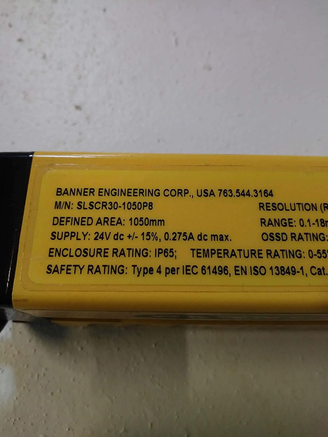 Banner Engineering Slscr30 1050p8 Safety Light Curtain Type 4