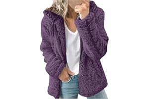 WUAI-Women Casual Sherpa Fleece Jacket Hoodies Full Zip Faux Fuzzy Long Sleeve Fluffy Fleece Sweatshirt Outwear