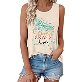Village Crazy Shirt for Women Summer Tank Tops Vacation Sleeveless Tops | Round Neck Graphic Shirts Mothers Gifts Funny Letter Printed Tee Casual Workout Tanks Vest Beach Holiday Outfit