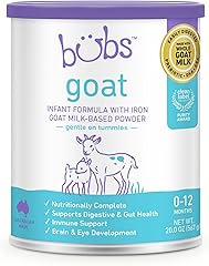 Bubs Whole Goat Milk Formula with Iron, Goat Milk-Based Powder, for Infants 0-12 Months, Made with Non-GMO Goat Milk, 20 oz