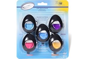 Air Jungles Car Air Freshener Vent Clip 5 Count, Variety Pack – New Car, Ocean, Lavender, Honey Peach, Hawaii Mahalo, 4 ml Ea