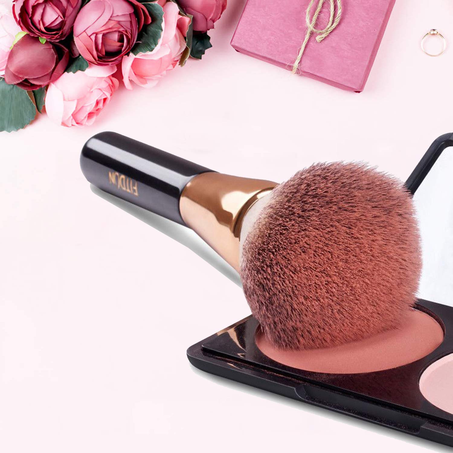 Powder Makeup Brush, FITDON Kabuki Brush for Face Large Coverage Mineral Powder Bronzer Foundation Blending Blush Buffing: Beauty