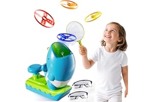 NOVALUKI Flying Disc Launcher Outdoor Toys with 1 Whale Launcher, 24 Flying Discs, 2 Butterfly Nets and 2 Protective Glasses, Outside Toys for Kids Ages 3-5 6-8 Boys Girls Chasing Catching Games Birthday Gifts