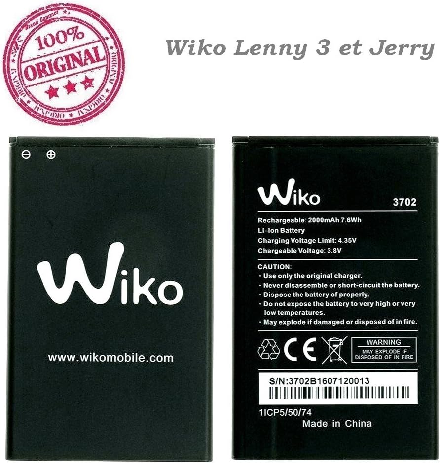 FLEXIPHONE Batterie Neuve Wiko 2000 mAh 7,6 Wh 3,8V Type 3702 pour Wiko