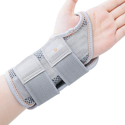 CURECARE Carpal Tunnel Wrist Splint Left Hand S/M Gray with 2 Straps