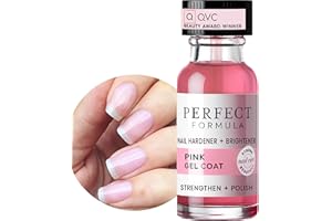 Perfect Formula Pink Gel Coat – Rosey Glow Nail Strengthener & Keratin Treatment, 0.6 oz - Protein-Rich, Glossy Pink Gel Nail Polish for Damaged Nails | Supports Growth & Repair