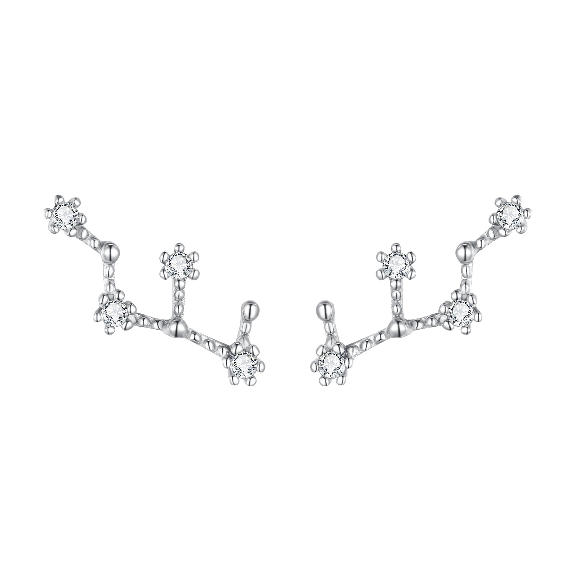 Clearine 925 Sterling Silver CZ Horoscope Zodiac Constellation Astrology Climber Stud Earrings, Virgo Earrings for Women Girls