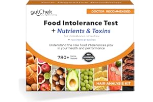 gutChek Food Intolerance Test, Made in Canada, Hair Analysis Food Sensitivity Test Kit for Adults, Non-Invasive & Painless, 7