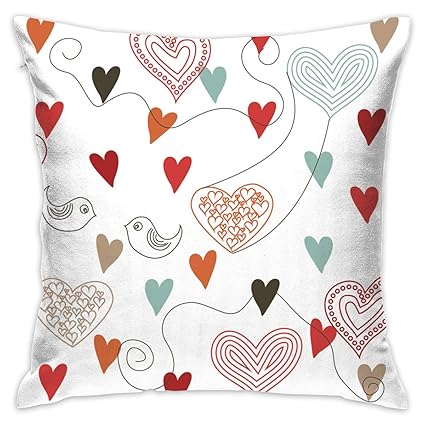 Amazon Com Reteone Birds And Hearts Pillowcase Covers Zippered
