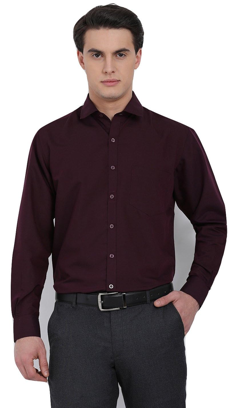 m express men's formal solid slim fit shirt