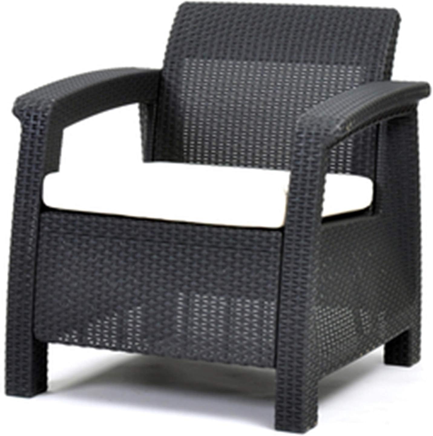 Keter Corfu Outdoor Rattan Garden Furniture Armchair Graphite With Cream Cushions Amazon Co Uk Garden Outdoors