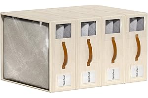 Aokeyee Bed Sheet Organizers and Storage, 4 Pack Foldable Closet Organizer and storage, Sheets Set Folder for Bedding Sheets, Duvet Covers and Pillow Cases (Beige)