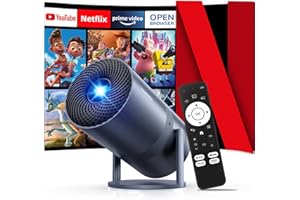 [Netflix Officially/800 ANSI/Electric Focus]Mini Projector with WiFi and Bluetooth - 1080P 4K Support Portable Outdoor Projector,YOWHICK 270°Smart Projector for Movie Night/Ceiling /Home Theater