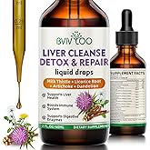 Liver Cleanse Detox & Repair Liquid Drops - 2000mg Milk Thistle, Dandelion Root, Artichoke, Silymarin Extract, & Turmeric Herbs - Vegan, Non-GMO - 2 Fl Oz (60ml) Bottle