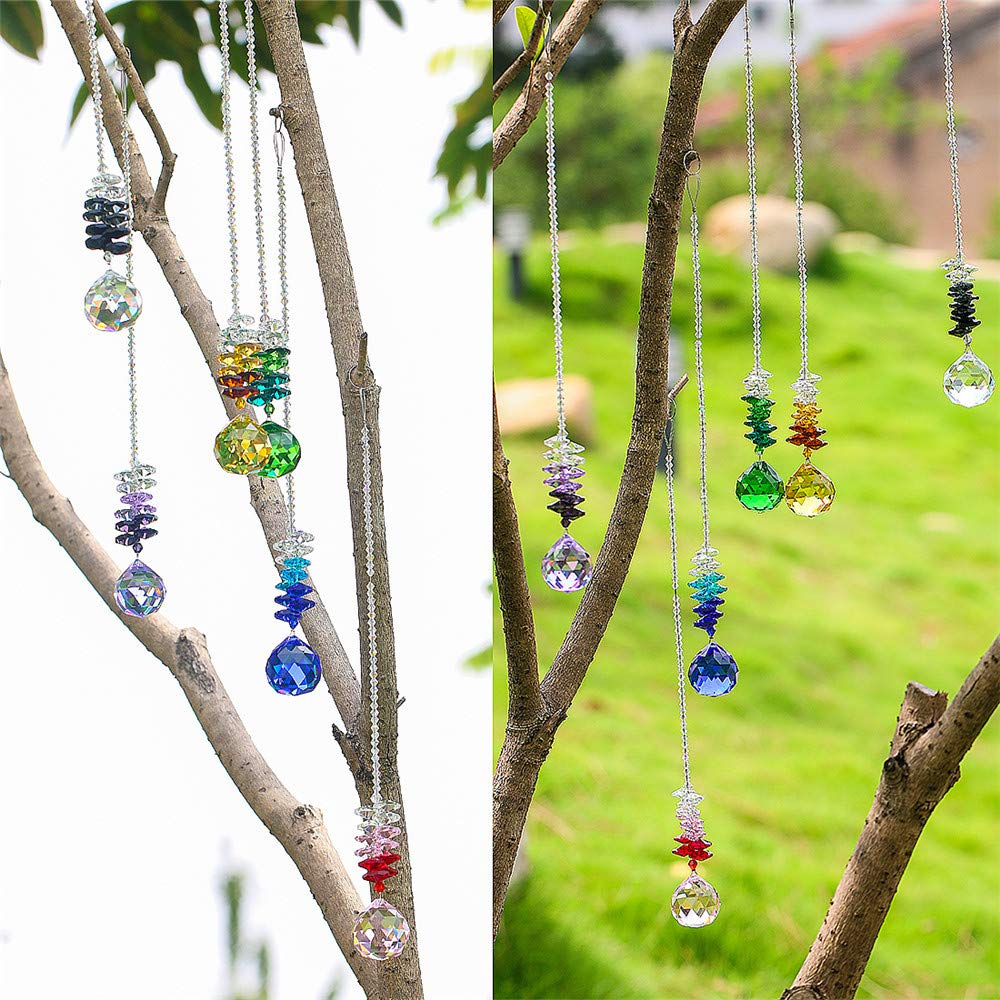 WEISIPU Crystals Ball Prisms Suncatcher Hanging Ornament Chakra Crystals Rainbow Maker Crystal Pendants for Home, Wedding, Garden Decoration(Purple)