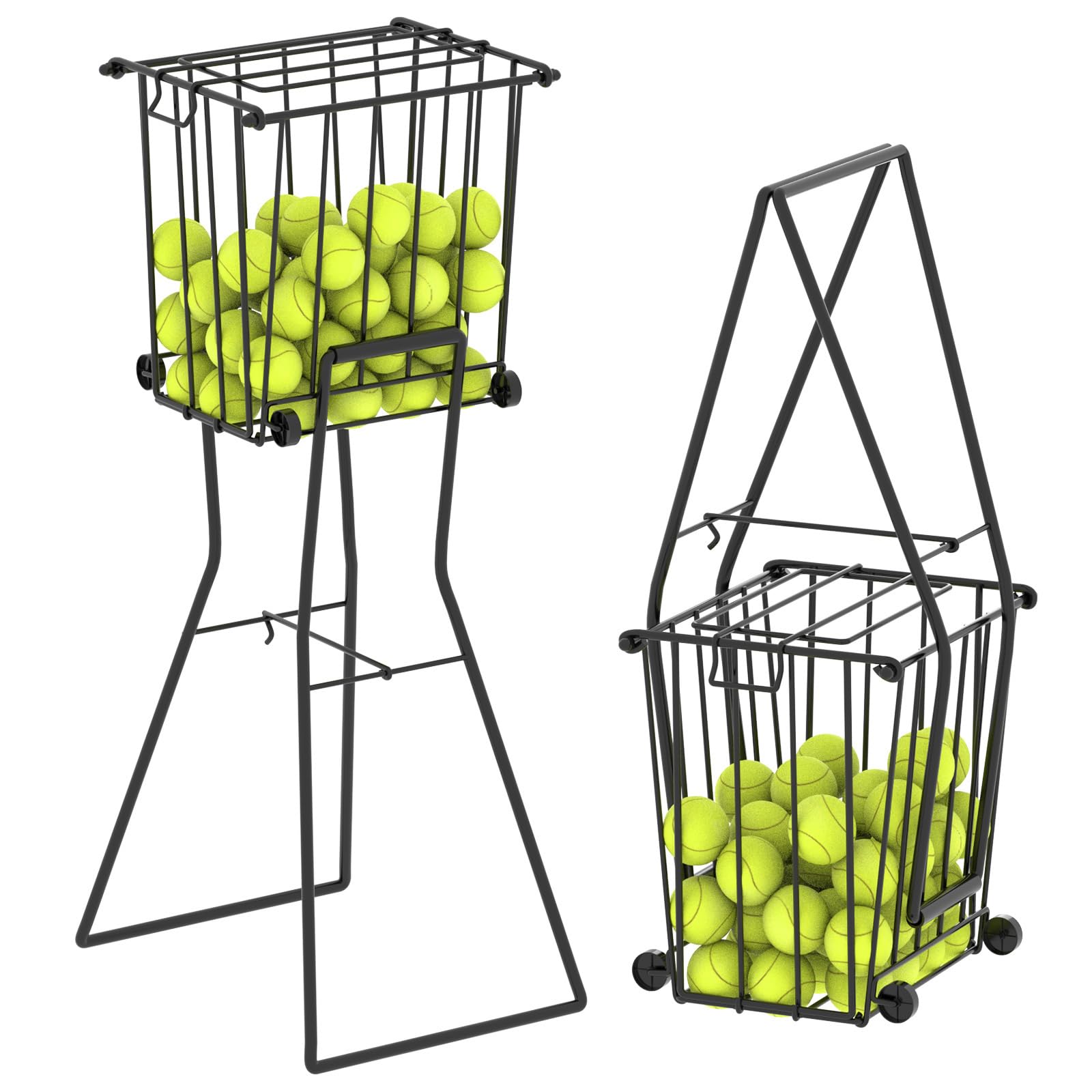 Photo 1 of wasoyun Tennis & Pickleball Hopper with Wheels – Ball Pick Up Basket, Holds 75 Tennis Balls & 50 Pickleballs