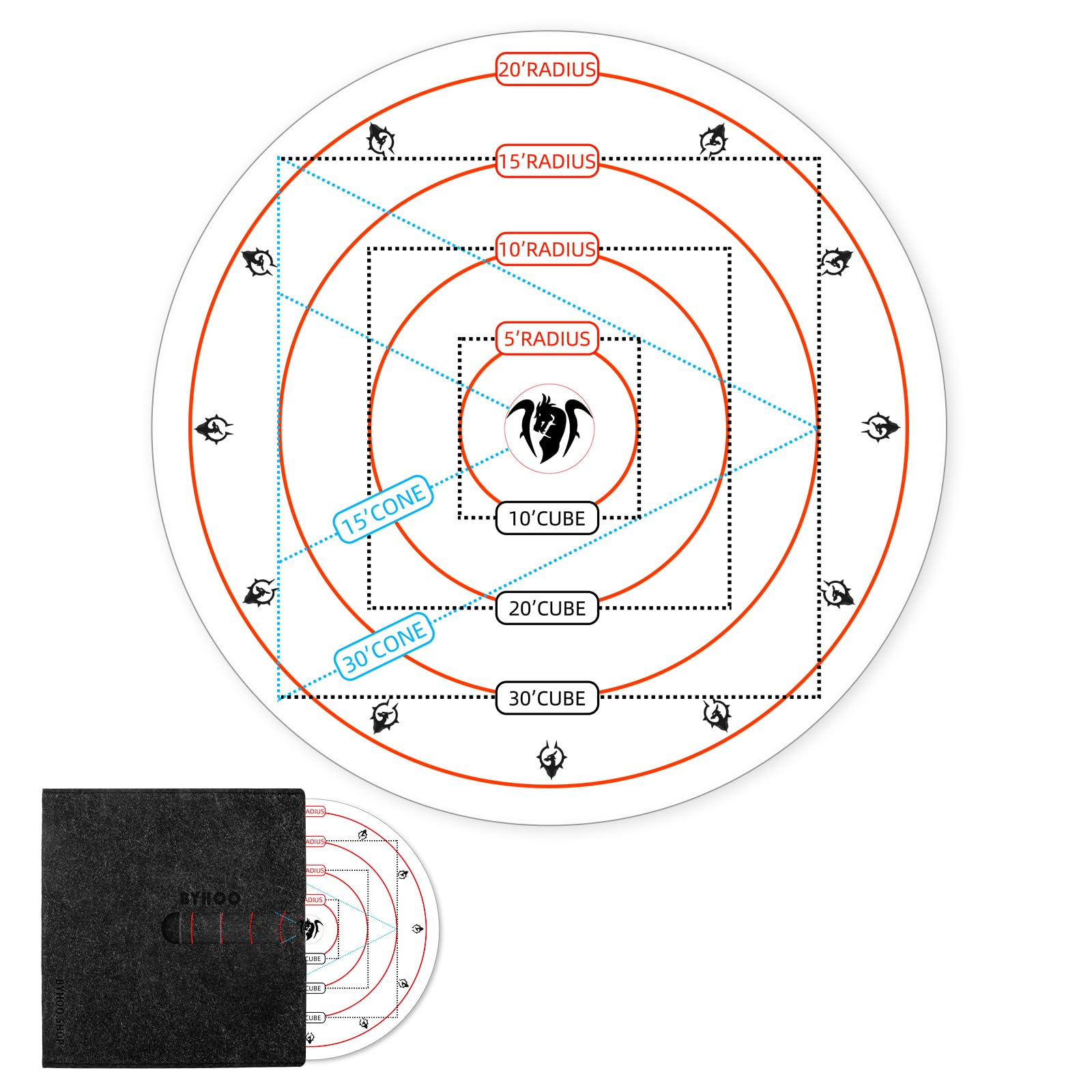 Byhoo DND AOE Upgrade Damage Maker Ruler, Area Effect Template, Board AOE Area Damage Measure, RPG Accessories For Tabletop Mat & Other TTRPG, Table Props For RPG Players