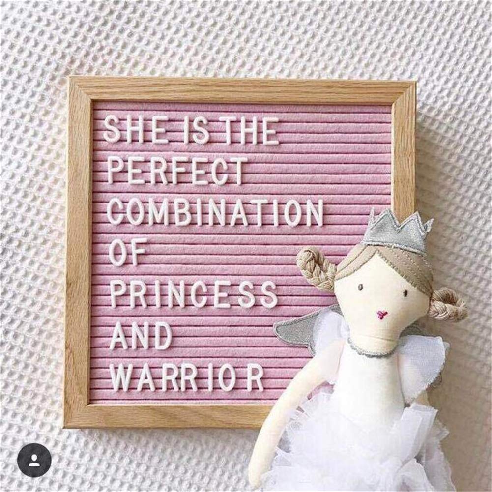 Handmade Felt Letter Message Board Felt Letterboard Changeable Letter Board Wooden Photo Frame with 460 Letters (Pink)