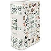 Steel Mill & Co Original Large Book-Shaped Decorative Vase, Ceramic Vases for Home Decor, Cute Bookshelf Decor, Unique Vase for Book Lovers (Sense and Sensibility)