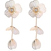 Layered Petal Earrings Statement Tassel Earrings Boho Flower Dangle Earrings for Women Flower Vintage Exaggerated Earrings Jewelry Gifts for womens