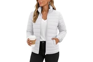 TACVASEN Women's Puffer Jackets Quilted Packable Puffy Coats Lightweight Winter Warm Zip Up Down Jacket Stand Collar