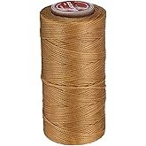 uxcell Flat Leather Sewing Waxed Thread, 140m / 153 Yards Polyester Wax String, 300D Wax Stitching Cord for Leather Crafts, Bookbinding, Bracelets Braided, Light Brown