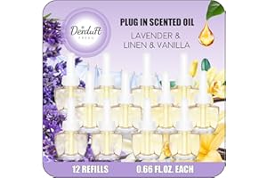 DERDUFT Plug in Air Freshener Refills – 12 Pack (7.92 Fl Oz), 3 Scents: Lavender, Linen & Vanilla – Compatible with Air Wick & Glade, Not Include Glade Plus – Scented Oil Refills for Home, Bathroom