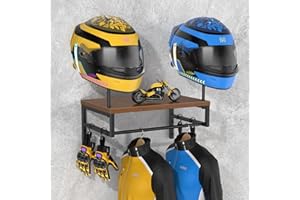 BORISI Helmet Holder Wall Mount, Motorcycle Helmet Holder, Helmet Stand with Motorcycle Accessories, Helmet Rack for Display Wall Mount, Motorcycle Gear Storage Rack
