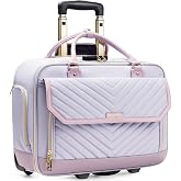Arcoyard Rolling Laptop Bag Women, Rolling Briefcase for Women for Work, 17 Inch Computer Bag with Wheels, Fashion Flap Laptop Bag With Wheels for Work Business, TSA Friendly Design, Light Purple