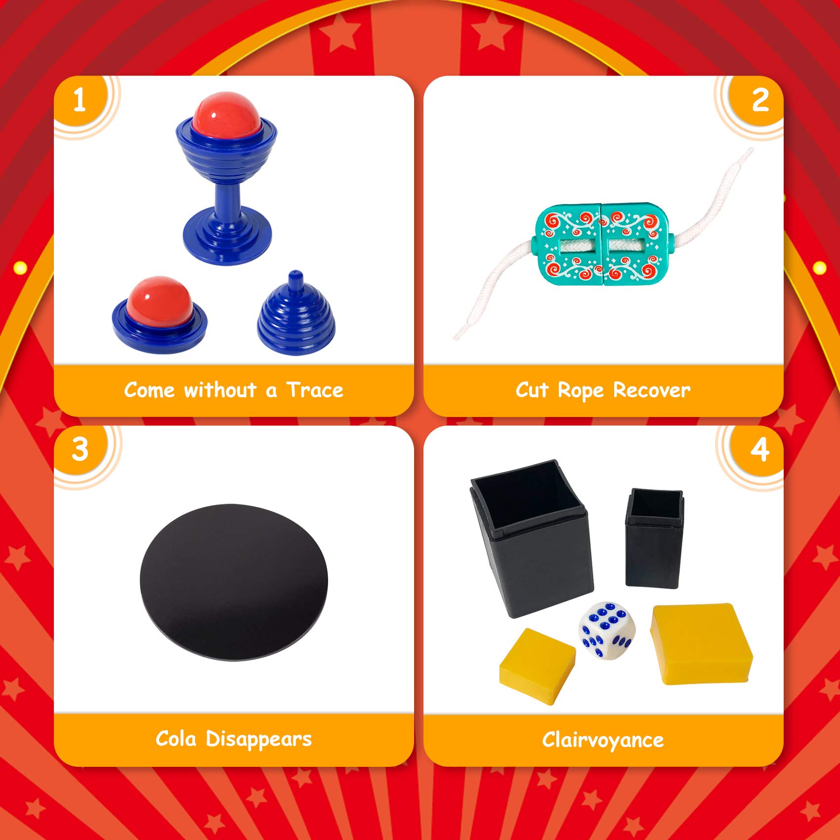 Heyzeibo Magic Kit for Kids - Magic Tricks Games Toy for Girls & Boys, Magician Pretend Play Dress Up Set with Magic Props & More Magic Tricks, Instruction Manual, for Beginners Toddlers