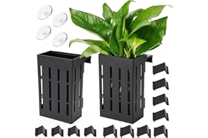 Borlech Upgraded Large Aquarium Plant Holder with Hooks and Suction Cups for Fish Tank Aquaponic Plant Cultivation and Aquascape Decorations (Black)