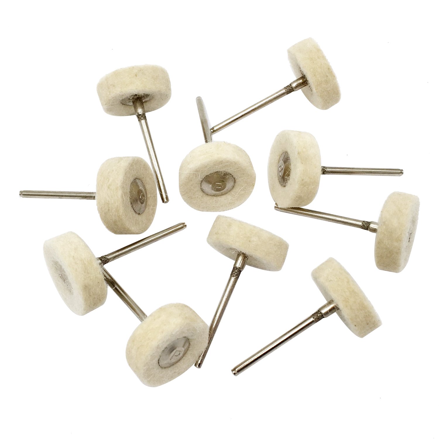 PHYHOO Mounted Cotton Polishing Buff Wheel 2.35mm Shank for Dremel Rotay Tools Pack of 10pcs