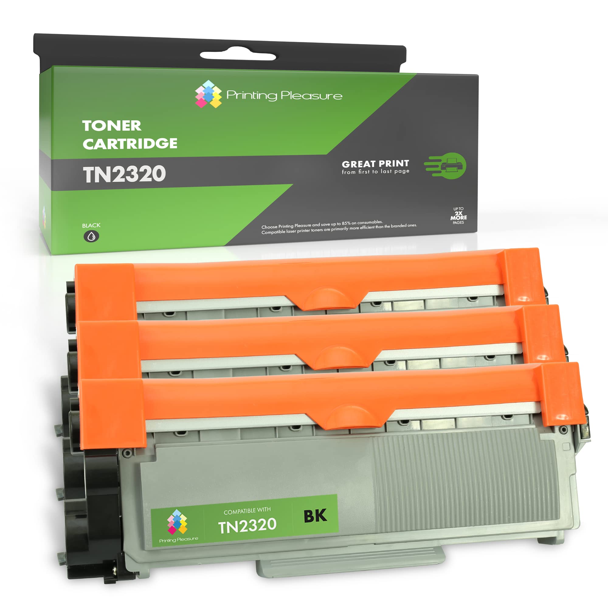 Printing Pleasure TN2320 TN2310 Replacement for Brother TN-2320 TN-2310 Toner Cartridge Compatible with HL-L2300D MFC-L2700DW HL-L2340DW HL-L2365DW DCP-L2520DW 3 Black