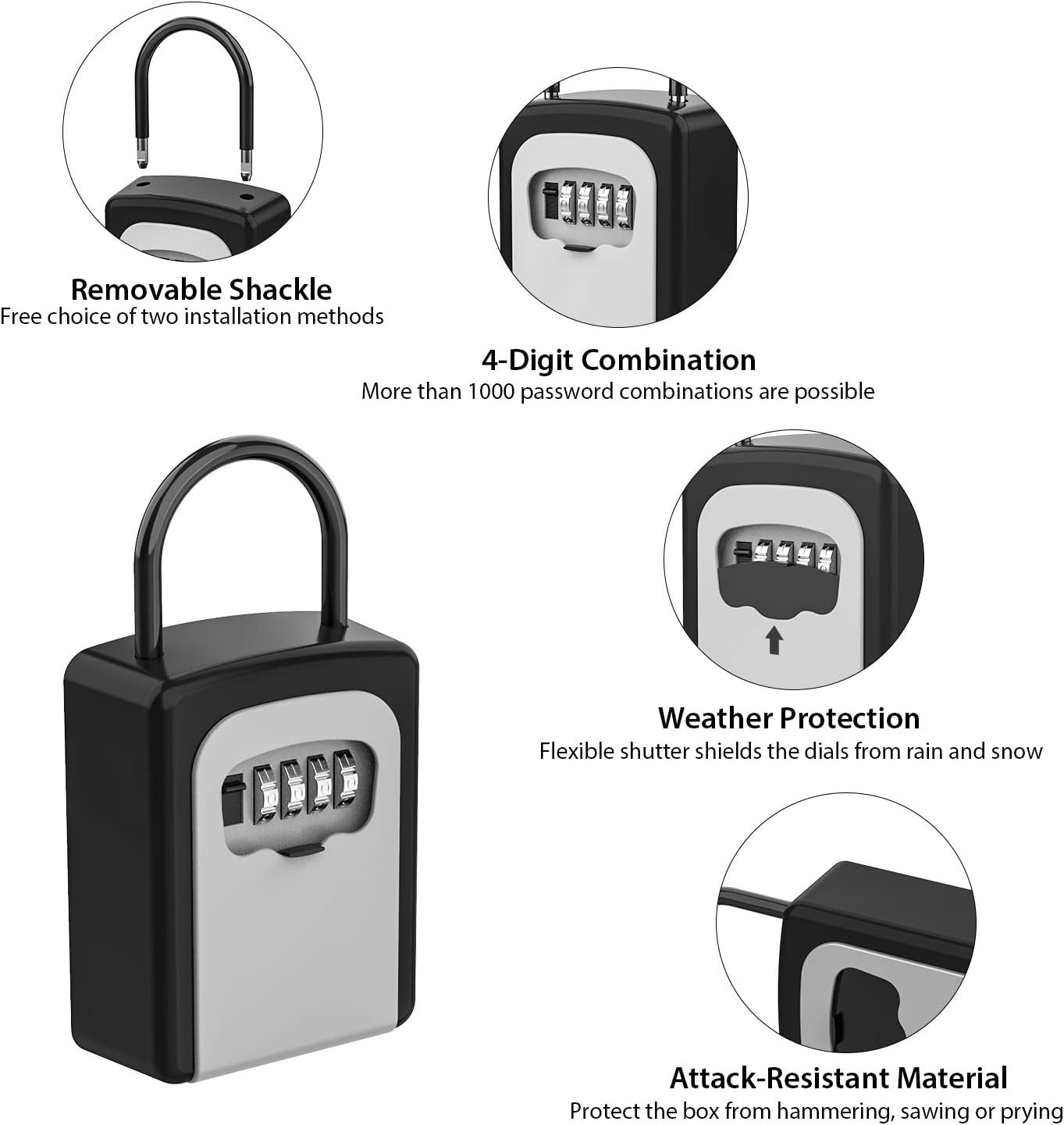 Key Lock Box, Combination Lockbox with Code for House Key Storage, Combo Door Locker: Electronics