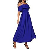 Ystguic Women's Casual Off The Shoulder Dress Empire Waist Maxi Dresses 2025 Lightweight for Vocation