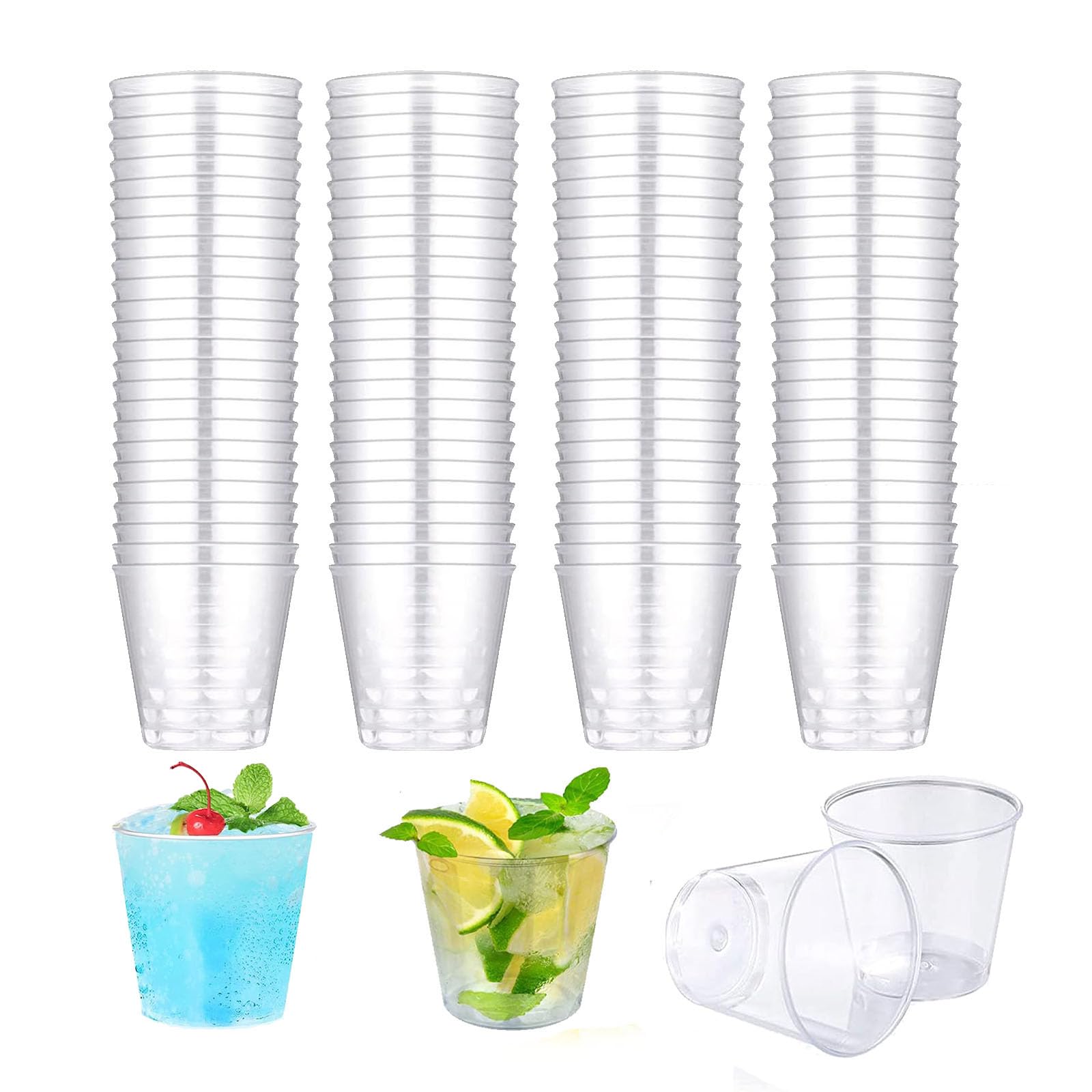 DuDuZui 100 Pack Shot Cups Plastic, 50ml-1.7oz Hard Thicked Plastic Shot Glasses, Clear Reusable Shot Glasses Great for Party, Picnic, BBQ, Wedding, Festival