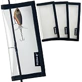 Pristis 4 Pack Fishing Lure Wraps, Clear Hook Cover Bait Keeper Luresheild | Durable PVC Tackle Storage Bag Kit with Hook &amp; Loop Tape for Saltwater Freshwater, 7.5''L Easy Open Organizer Protector Gear