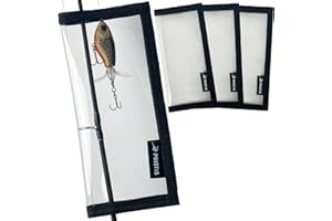 Pristis 4 Pack Fishing Lure Wraps, Clear Hook Cover Bait Keeper for Saltwater Freshwater, Durable PVC Tackle Storage Bag Kit with Hook & Loop Tape, 7.5''L Easy Open Organizer Protector Gear