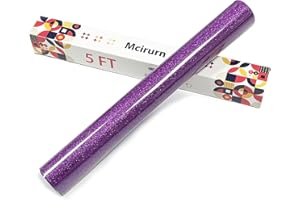 MCIRURN Glitter Heat Transfer Vinyl, 12" X 5ft Purple Htv Vinyl for Ironing of Plants, Flashpoint Design is Suitable Customised Gifts Such As Sportswear, Cotton Clothing, Bags, Brogues, Etc.