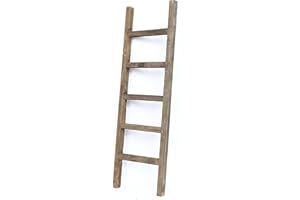BARNWOODUSA LLC BarnwoodUSA Rustic Farmhouse Decorative Ladder - Our 4 ft Ladder can be Mounted Horizontally or Vertically and is Crafted from Reused Wood | No Assembly Required | Brown