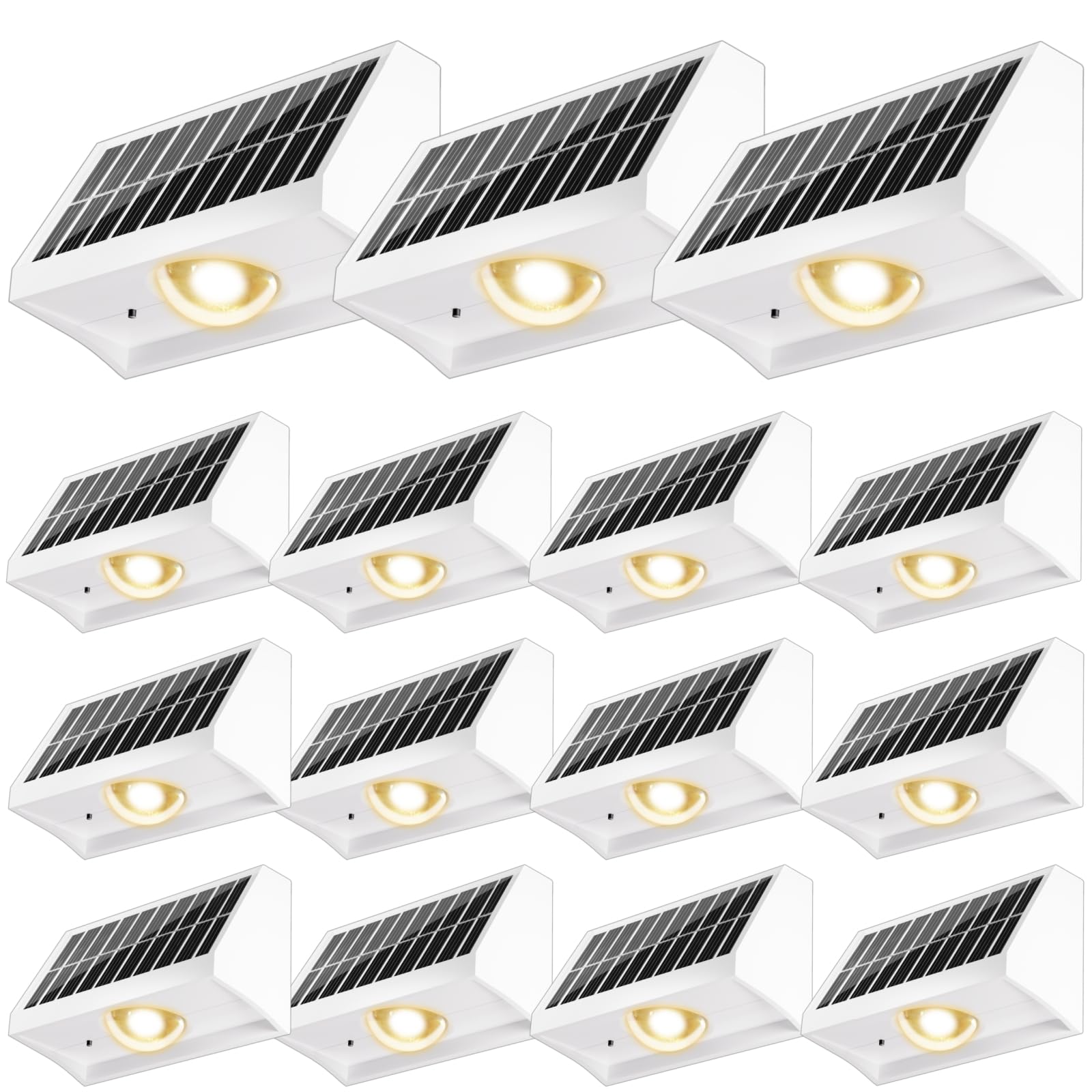 Photo 1 of Solar Fence Lights Outdoor Waterproof High Brightness LED Spot Lens Deck Lights 7 Mode Warm & Cool White RGB Solar Powered Wall Lighting Decor for Outside Patio Step Backyard Railing - 16 Pack(White)
