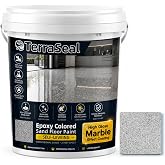 Epoxy Colored Sand Floor Paint, Self-Leveling Epoxy Floor Paint, High-Gloss Marble Finish, Slip-Resistant, Waterproof &amp; Wear-Resistant for Indoor/Outdoor Garage, Basement, Shop (5KG/175Fl oz,Light Gray)