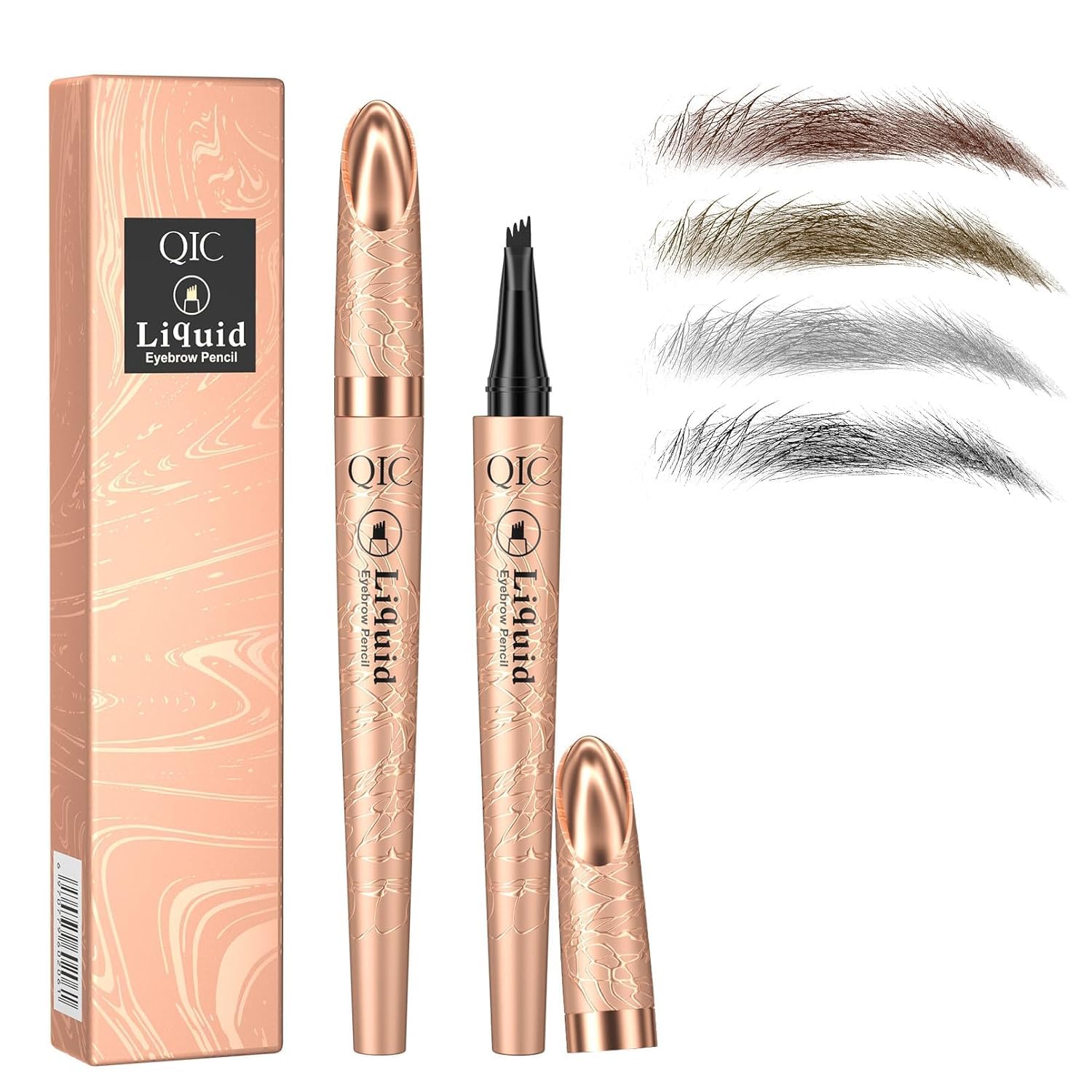 Eyebrow Pencil, Microblading Eyebrow Pen with 4 Fork Tip, Waterproof Brow Pencil for Natural Makeup, Precise, Shapes, Long-Lasting(Dark Brown)