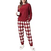 DAVID ARCHY Fleece Pajamas for Women Warm Fuzzy Winter Cozy Soft Comfy Long Sleeve 2 Peices Pj Sets Sleepwear Loungewear