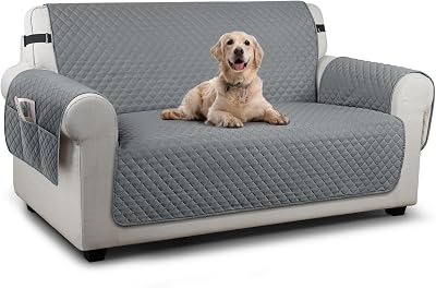 TAOCOCO Sofa 2 Seater Cover with Storage Pockets Anti Slip Dark Grey