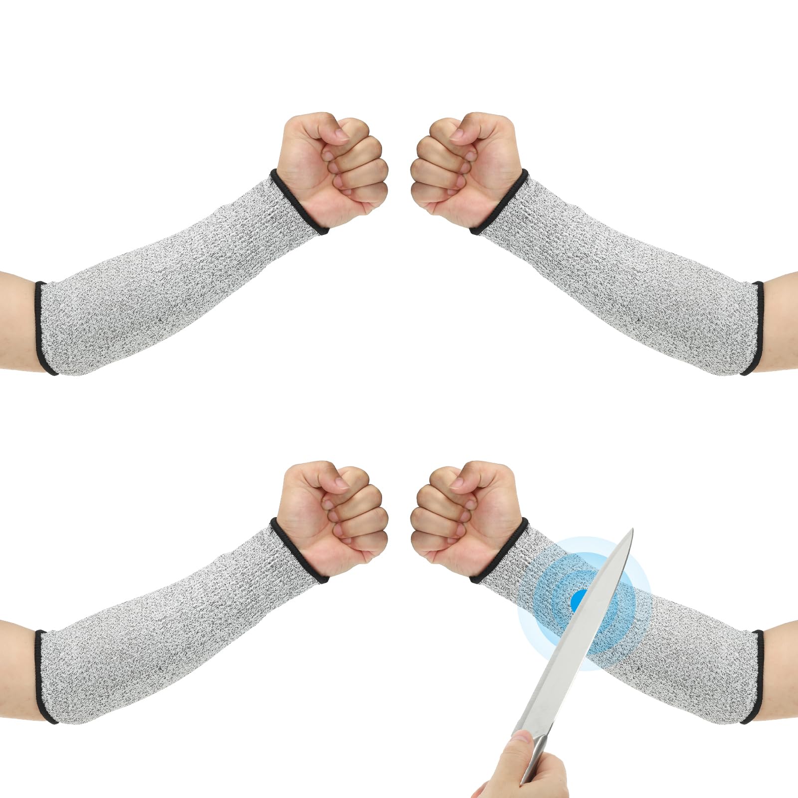 PATIKIL 8 Inch Cut Resistant Sleeve, 2 Pairs Arm Safety Protectors Sleeves Forearm Sleeve HPPE Level 5 Protection for Thin Skin and Bruising, XXS, Gray — image 1