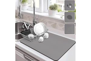 Drying Mat for Kitchen Countertops, Coffee Mat Hide Stain Rubber Backed Absorbent Dish Drying Mat