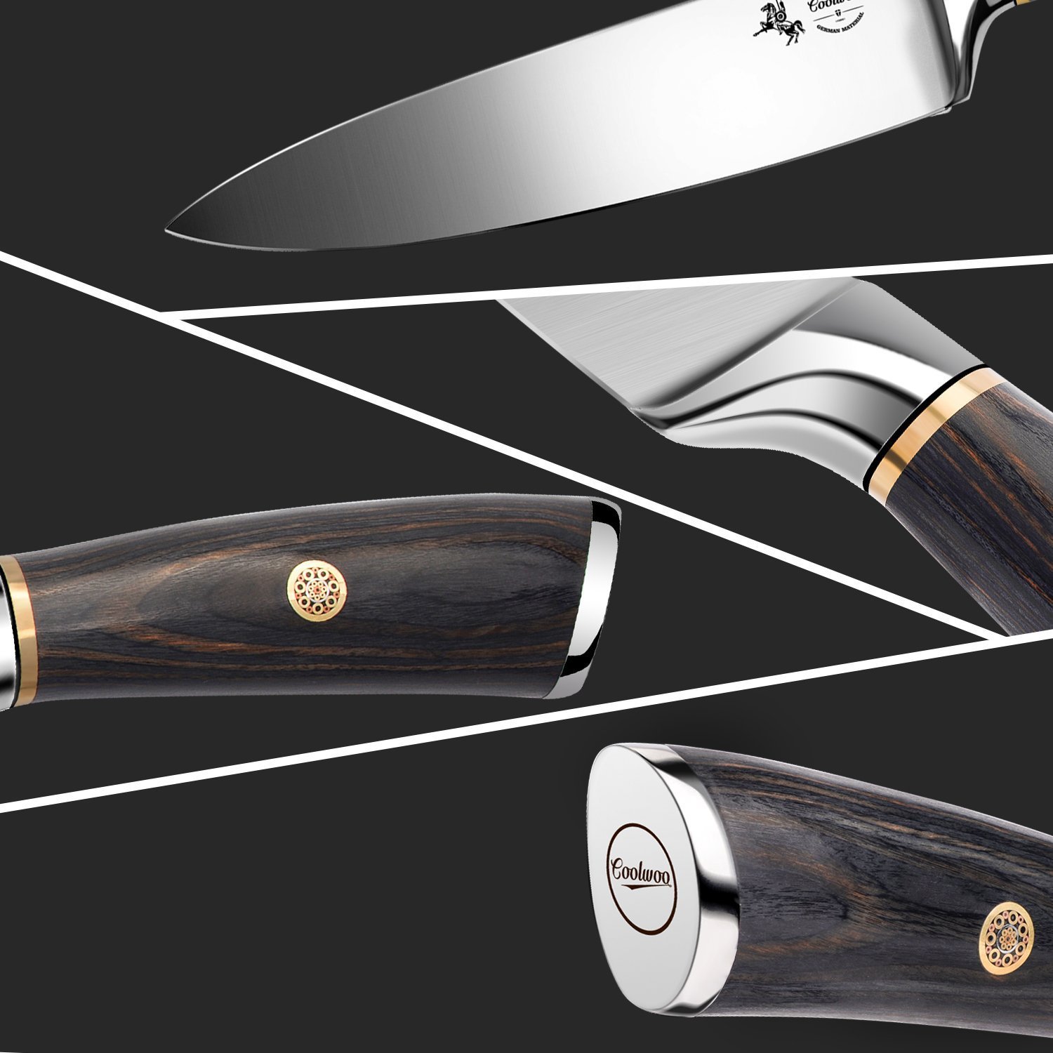 Küchenmesser, Profi 20cm Kochmesser ,Chefmesser, Gemüsemesser,Allzweckmesser, Kartoffelschälmesser aus hochwertigem Carbon Edelstahl,Extra Scharfe Messerklinge, Ergonomischer Holz-Griff