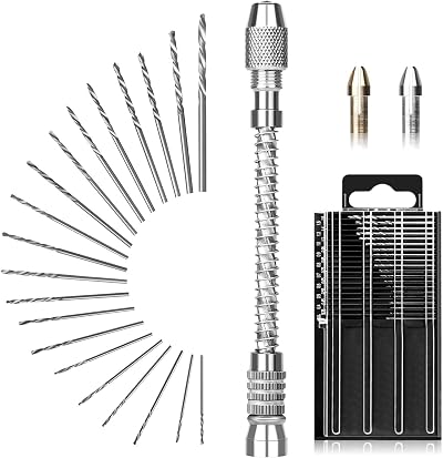 Linkstyle Mini Hand Drill Set 0.3-1.6 mm with 20 Twist Bits HSS Vise
